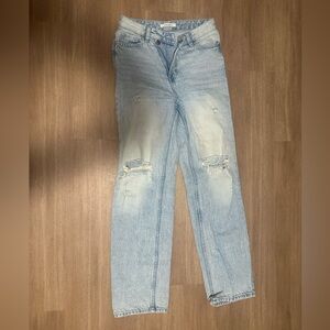 PAC SUN cross waist Light Wash Distressed Straight Jeans